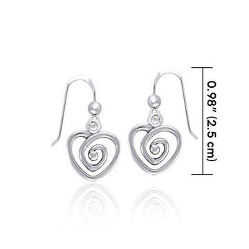 Spiral Heart Celtic Contemporary Silver Earrings TER1313 - Jewelry